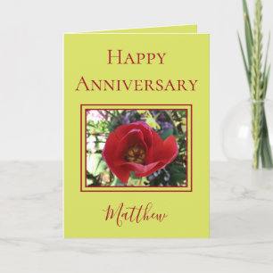 Lime Colour Husband Happy Anniversary Rose Card
