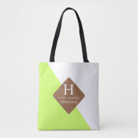 Lime Colour Split Faux Leather Patch Monogram