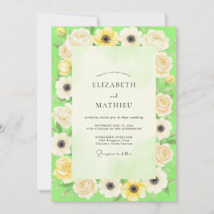 Lime Cream Anemone Wedding Invitation