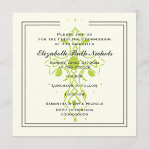 Lime Cross First Communion Baptism Confirmation Invitation