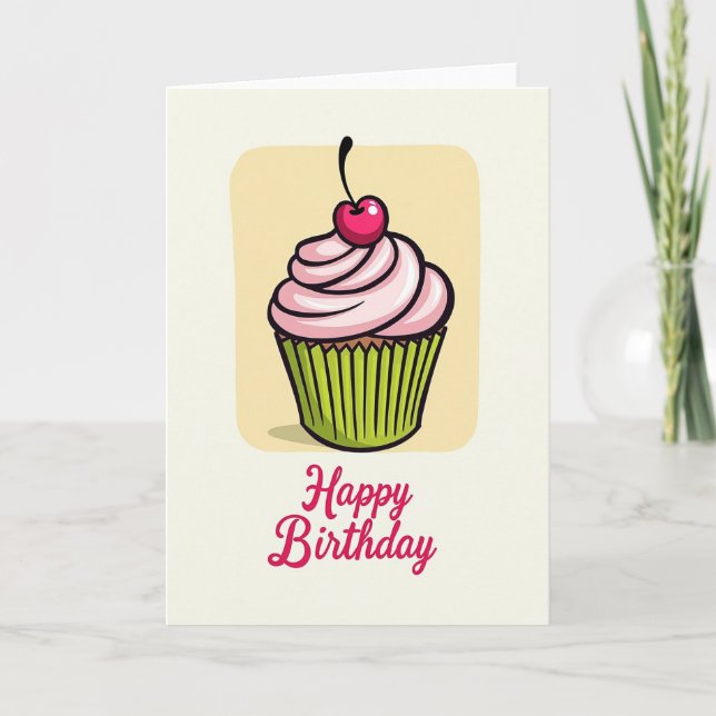 Lime Cupcake Birthday Card (Front)