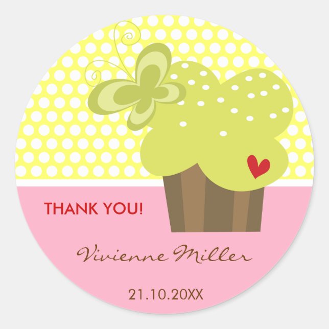 Lime Cupcake Thank You Birthday Party Gift Tag (Front)