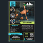 Lime & Cyan Special Offer Marketing with Logo Flyer<br><div class="desc">Marketing flyer for your small business, like a gym or for a personal trainer, with a black background and bright lime and cyan as accent colours. Add photos to showcase what you can offer your clients and customers, four on one side and a large photo on the back. Add your...</div>