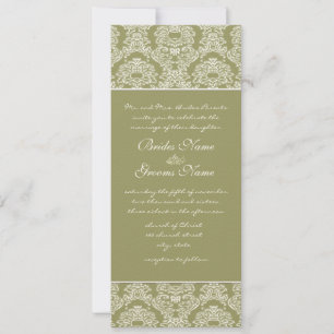 Lime Damask Swirls Wedding Invitation