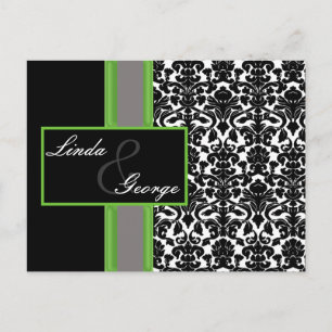 lime damask Wedding rsvp card