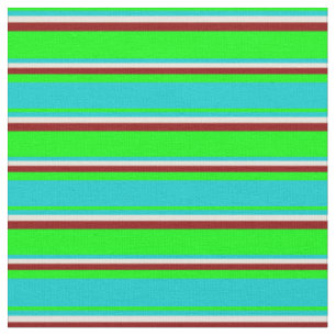 Lime, Dark Turquoise, Beige & Dark Red Coloured Fabric