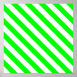 Lime Diagonal Stripes Poster
