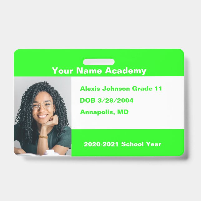 Lime Do It Yourself Custom Homeschool ID Badge (Front)