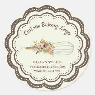 Lime Elegant Whisk Flower Boutique Bakery Classic Round Sticker