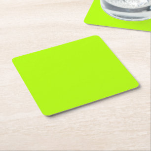 Lime Fluo Neon Colour Customise This! Square Paper Coaster