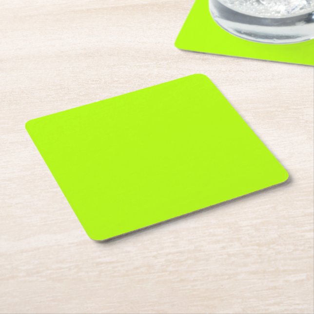 Lime Fluo Neon Colour Customise This! Square Paper Coaster (Angled)