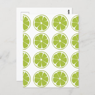 Lime Fruit Green Lime Pattern Postcard