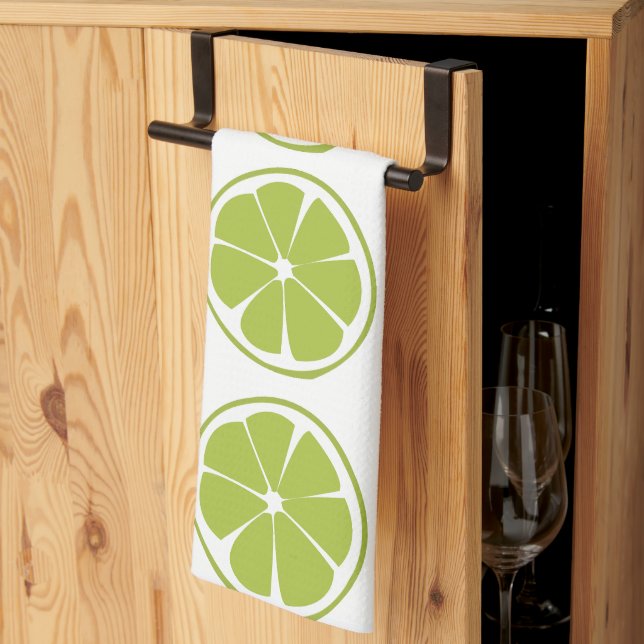 Lime Fruit Green Lime Pattern Tea Towel (Thirds Fold)