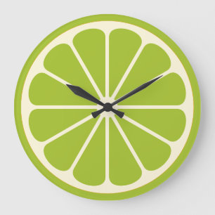 Lime Fruit Slice Large Clock