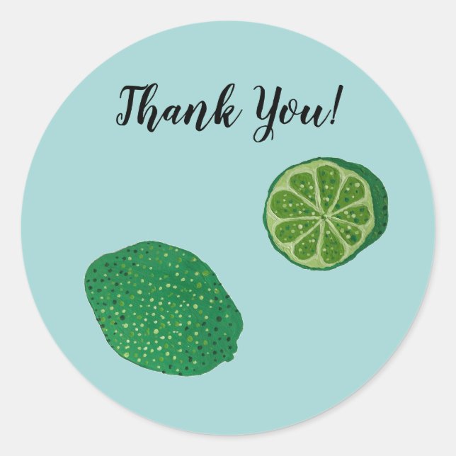 Lime Fruit Tropical Party Stickers (Front)