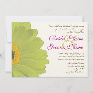 Lime & Fuchsia Gerber Daisy Wedding Invitation