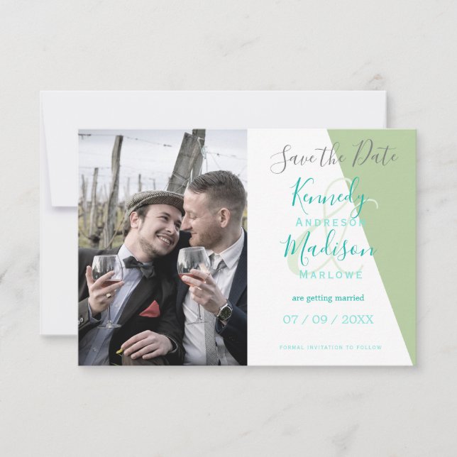 Lime Geometric Magnificent Minimalist Wedding Save The Date (Front)