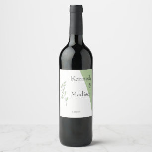 Lime Geometric Magnificent Minimalist Wedding Wine Label