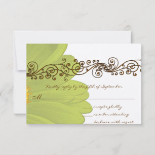 Lime Gerber Daisy Wedding RSVP Card