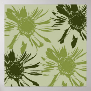 Lime Gerbera Flowers Poster