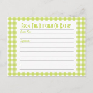 Lime Gingham Recipe Card