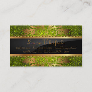 Lime Glitter Sequin Disco Glitz Business Card
