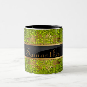 Lime Glitter Sequin Disco Glitz Coffee Mug Cup