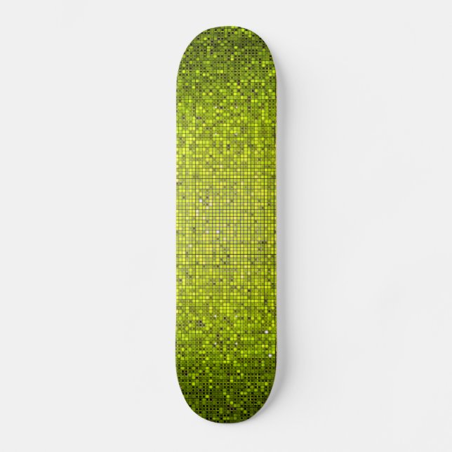 Lime Glitter Sequin Disco Glitz Comp Skateboard (Front)