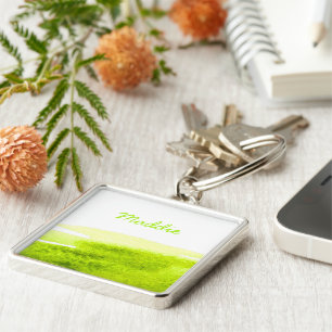 Lime grass green watercolor swish key ring