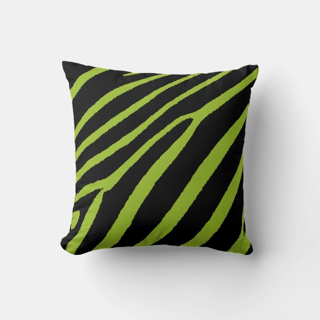 Lime gree Zebra print Cushion (Front)