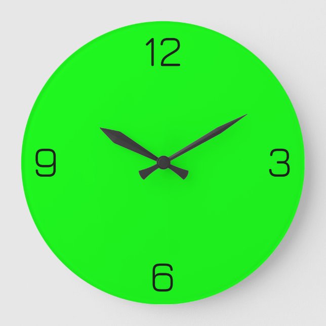 Lime Green 00FF00 Colour - With Option to Add Name Large Clock (Front)