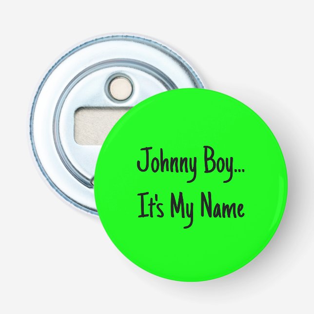 Lime Green 00FF00 Solid Colour Design Button Bottle Opener (Front)
