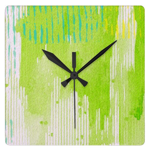 Image of lime green abstract art Square Wall Clock