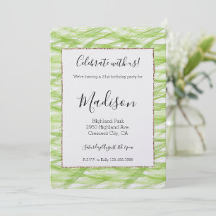 Lime Green Abstract Birthday Invitation