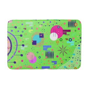 Lime Green Abstract Print Bath Mat