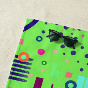 Lime Green Abstract Print Beach Towel