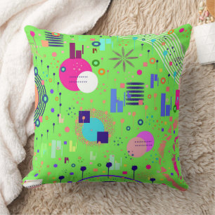 Lime Green Abstract Print Cushion