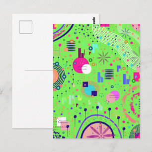 Lime Green Abstract Print Postcard