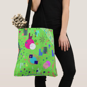 Lime Green Abstract Print Tote Bag