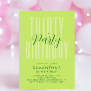 Lime Green Adult Birthday Bold Typography Script Invitation