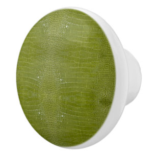 Lime Green Alligator Texture Print Ceramic Knob