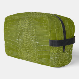 Lime Green Alligator Texture Print Dopp Kit