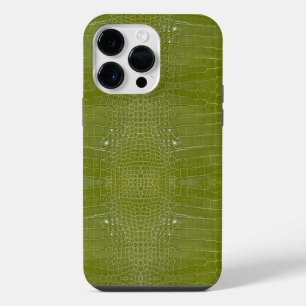 Lime Green Alligator Texture Print iPhone 14 Pro Max Case