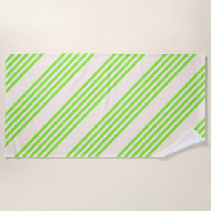 Lime green and beige five stripes pattern beach towel