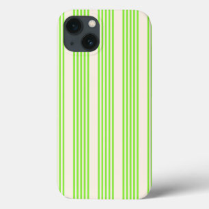 Lime green and beige five stripes pattern iPhone 13 case