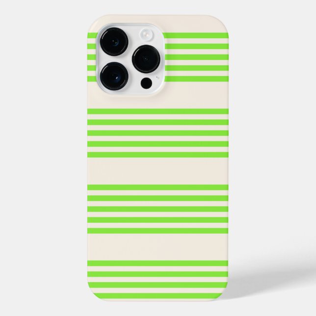Lime green and beige five stripes pattern iPhone case (Back)