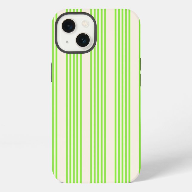 Lime green and beige five stripes pattern iPhone case (Back)