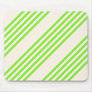 Lime green and beige five stripes pattern mouse mat