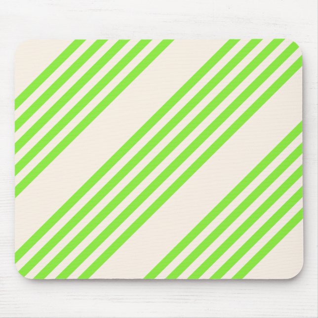 Lime green and beige five stripes pattern mouse mat (Front)