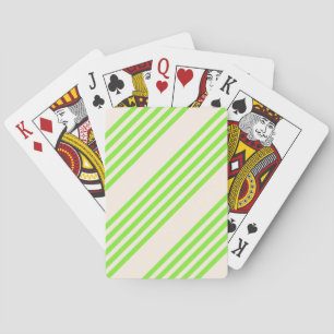 Lime green and beige five stripes pattern playing cards